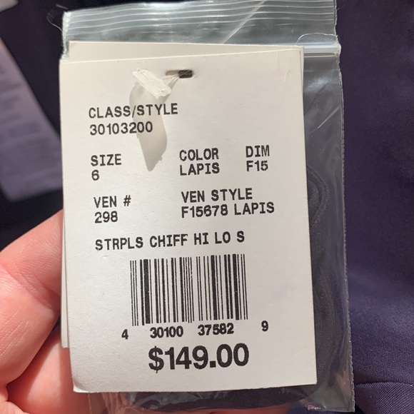 NWT David’s Bridal bridesmaid dress Hight-Low size 6 Lapis color - Picture 8 of 9